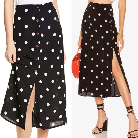 Free People Dresses & Skirts - Free People Polka Dot Skirt w Buttons - gentle wear